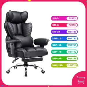 Ergonomic Leather High Back Gaming Chair - Thumbnail Image 2