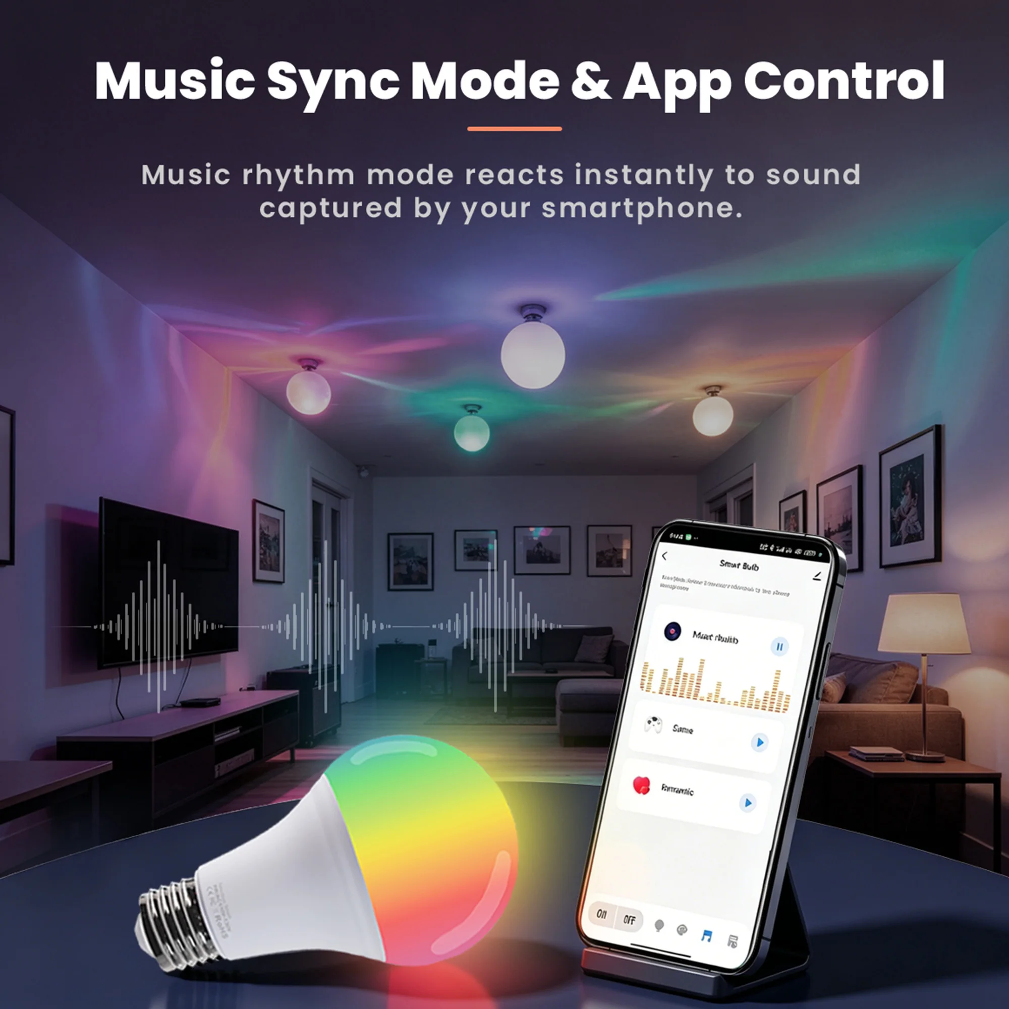 RGB Smart Bulbs, Color Changing Dimmable LED Light - Image 3
