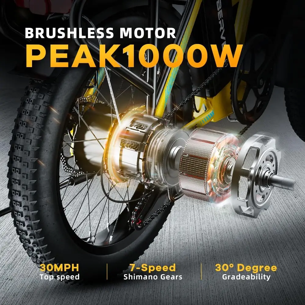 1000W Foldable 20 Inch Fat Tire Commuter E-Bike - Image 4
