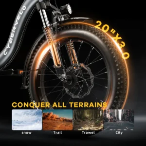 1000W Foldable 20 Inch Fat Tire Commuter E-Bike - Thumbnail Image 7