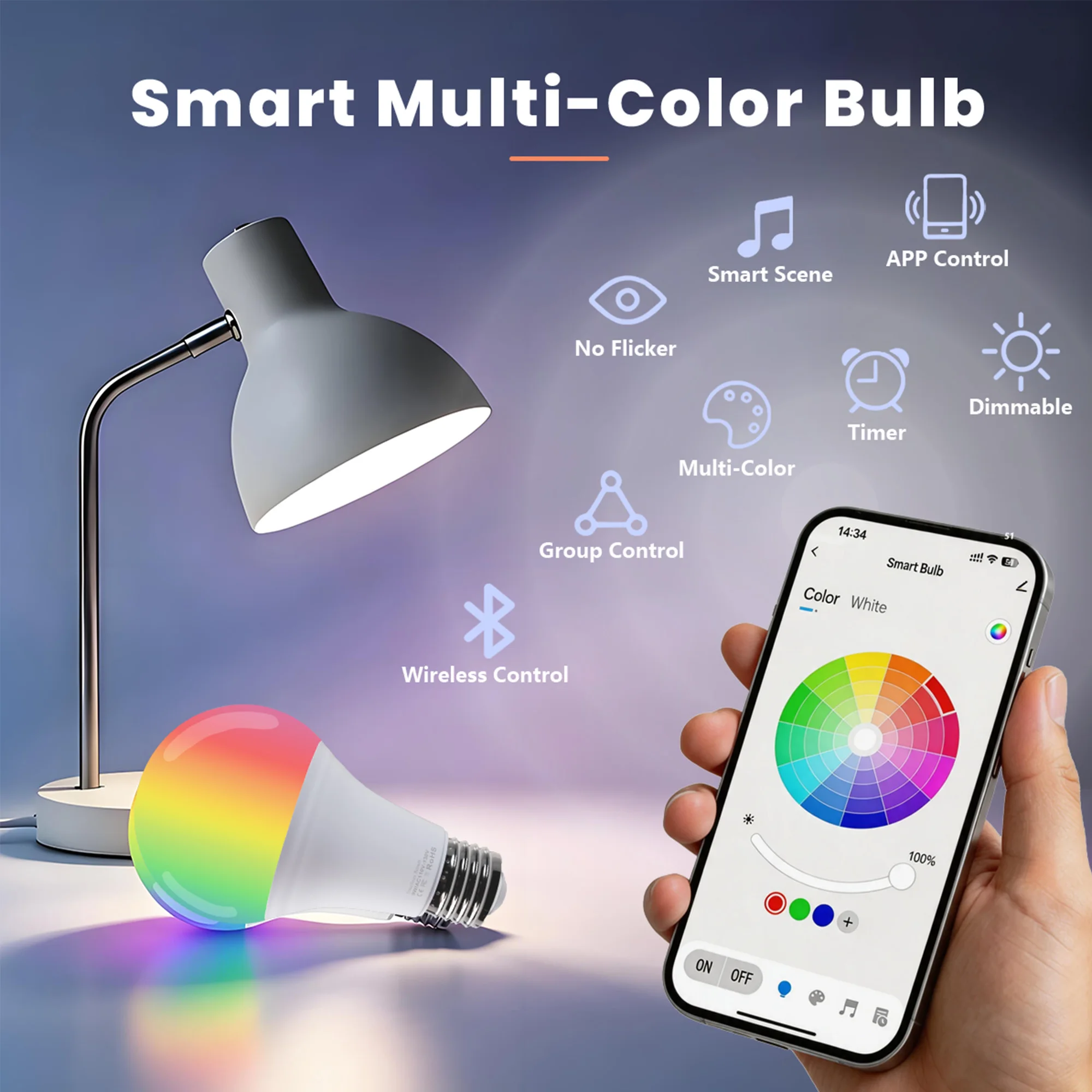 RGB Smart Bulbs, Color Changing Dimmable LED Light - Image 5