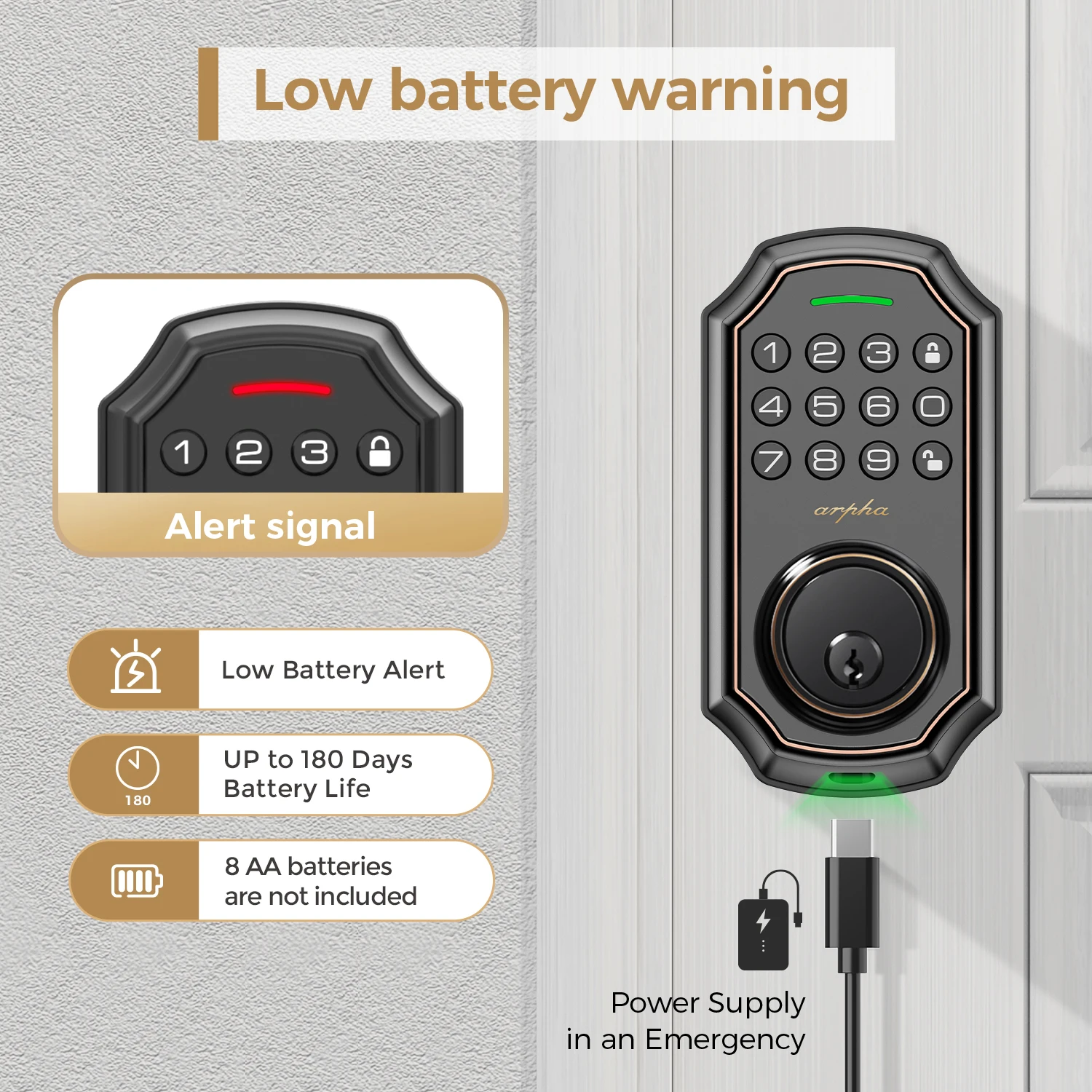 Keyless Entry Electronic Deadbolt WiFi Door Lock - Image 8
